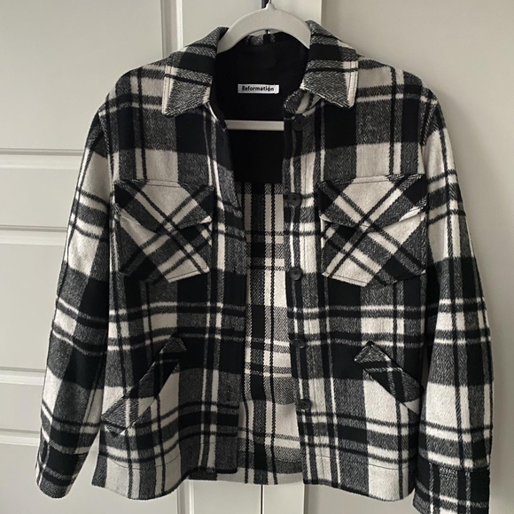 Reformation Black and White Plaid Jacket - Picture 2 of 3